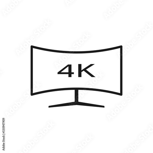 Curved 4K monitor screen icon line style isolated on white background. Vector illustration