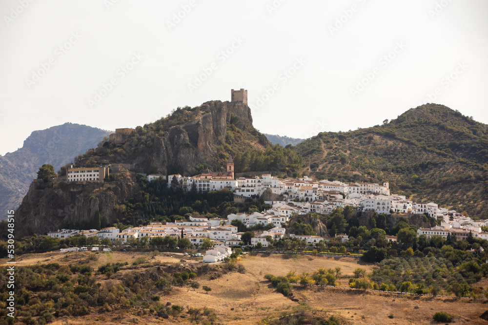 Andalusia, Spain - October 11: Architectural details of the picturesque small, quiet hilltop white villages “Pueblos Blancos of Andalusia”, with enchanting Moorish charm in Spain, October 11th 2021