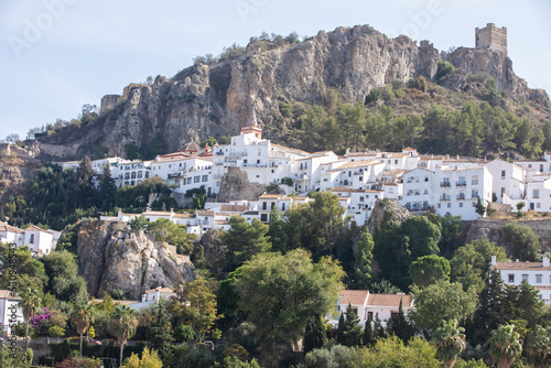 Andalusia, Spain - October 11: Architectural details of the picturesque small, quiet hilltop white villages “Pueblos Blancos of Andalusia”, with enchanting Moorish charm in Spain, October 11th 2021