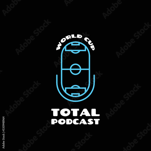 Football podcast logo design illustration for World Cup 2022. EPS8.