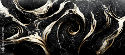 Panel kuchenny z motywem Luxury abstract fluid art ,  mixture of black, gray and gold abstract of marble background