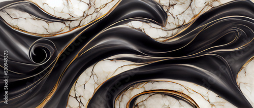 Panel kuchenny z motywem Luxury abstract fluid art ,  mixture of black, gray and gold abstract of marble background