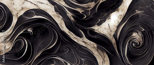 Panel kuchenny z motywem Luxury abstract fluid art ,  mixture of black, gray and gold abstract of marble background