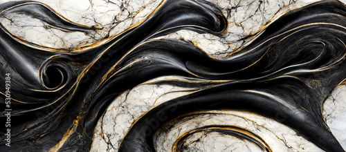 Panel kuchenny z motywem Luxury abstract fluid art ,  mixture of black, gray and gold abstract of marble background