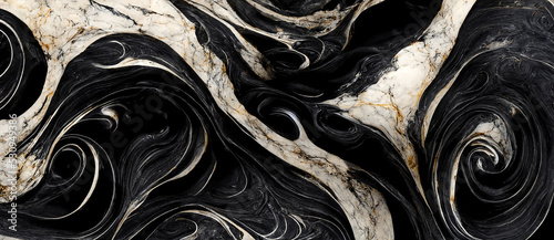 Panel kuchenny z motywem Luxury abstract fluid art ,  mixture of black, gray and gold abstract of marble background