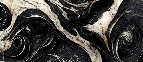 Panel kuchenny z motywem Luxury abstract fluid art ,  mixture of black, gray and gold abstract of marble background