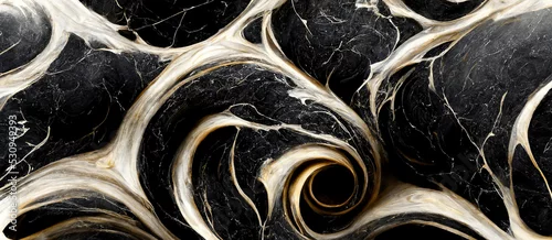 Panel kuchenny z motywem Luxury abstract fluid art ,  mixture of black, gray and gold abstract of marble background