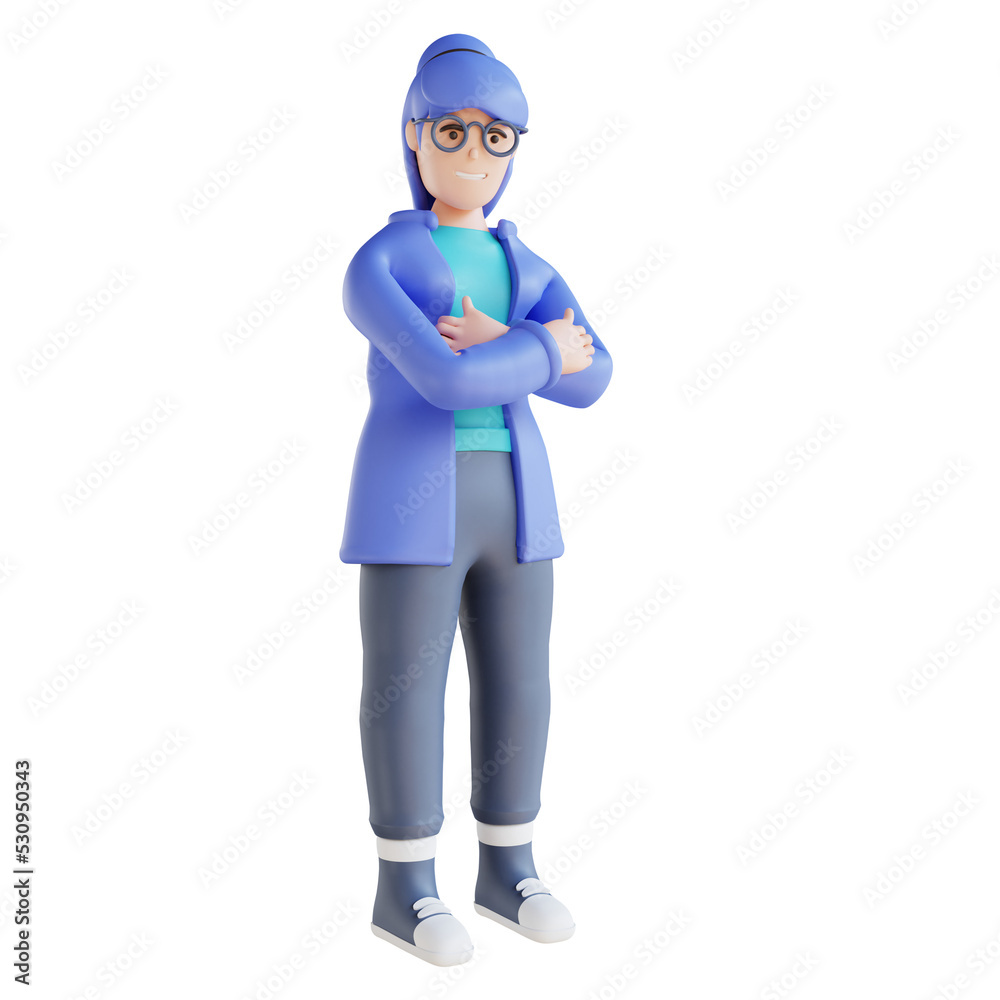 3D illustration of people with crossed arms 3D illustration of people with crossed arms