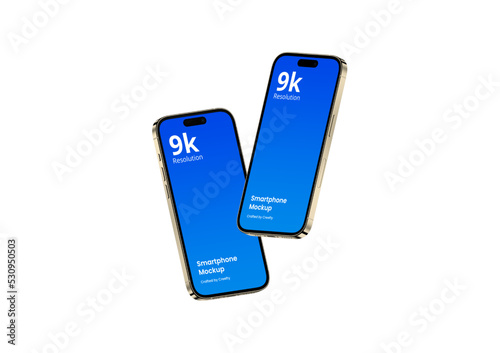 Smartphone Mockup Gold Color | Fully Editable File, Replaceable Screen, Separated Shadow and Background	