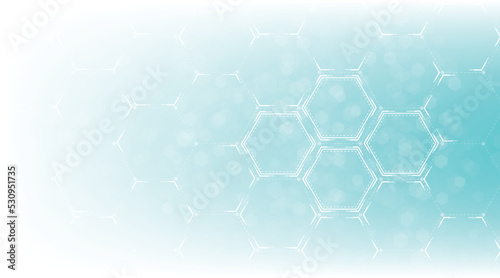 Background of hexagon geometric white blue pattern bright. healthcare medical and technology background.Graphic digital science concept design.