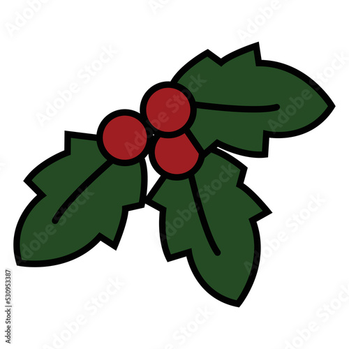 Holly berry icon, Christmas symbol.