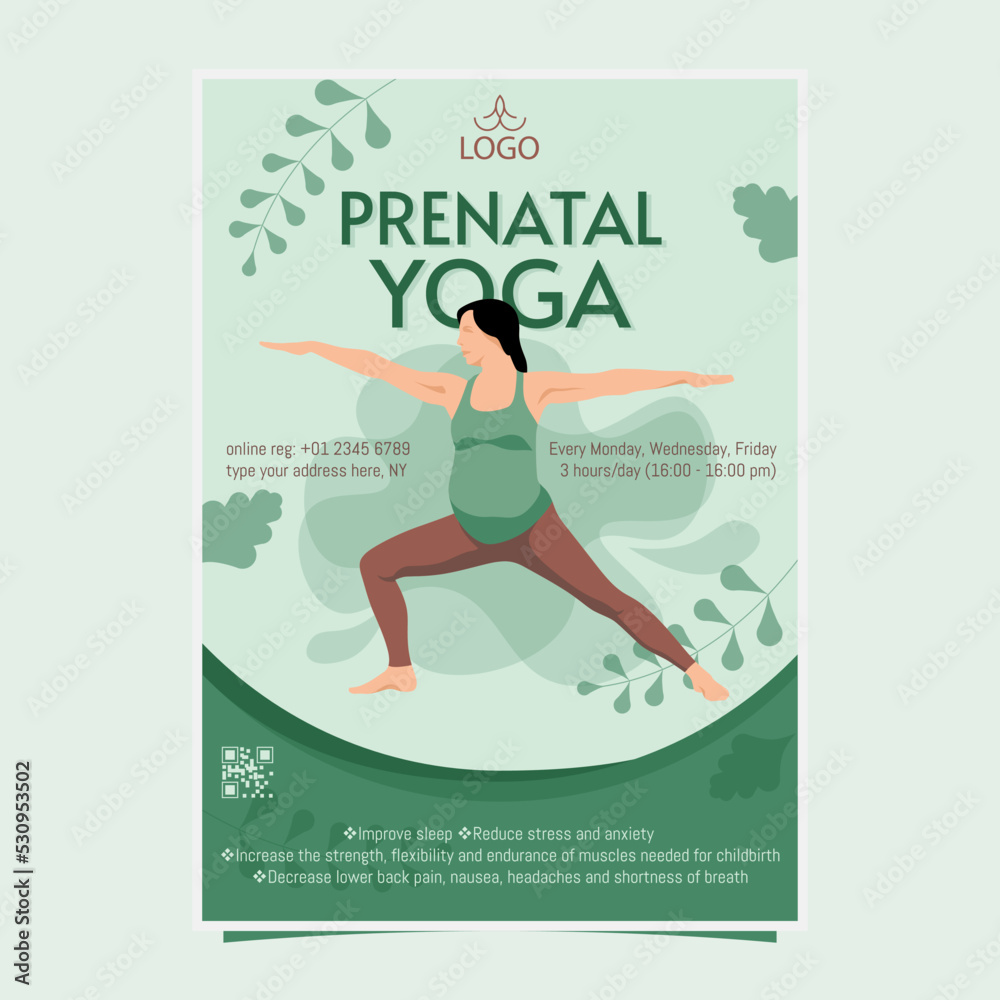 Prenatal Yoga Flyer Template, Full Vector