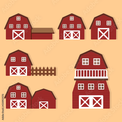Farmhouse and construction set, agricultural industry and rural building Vector illustration
