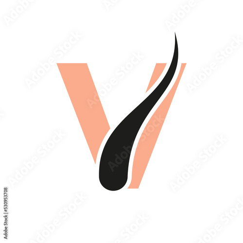 Initial Letter V Hair Treatment Logo, Hair Transplantation Logo Design Vector Template