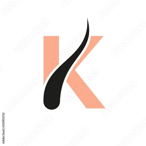Initial Letter K Hair Treatment Logo, Hair Transplantation Logo Design Vector Template