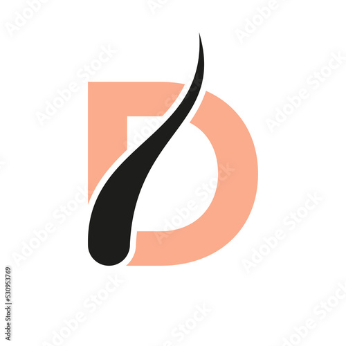 Initial Letter D Hair Treatment Logo, Hair Transplantation Logo Design Vector Template