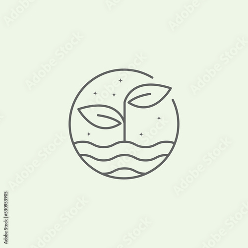 tree and water line art logo vector symbol illustration design