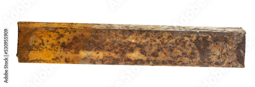 Rusty square pipe on a white background