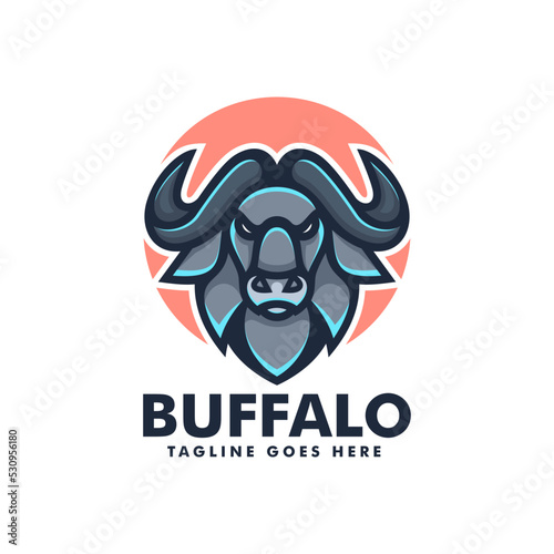 Vector Logo Illustration Bull Simple Mascot Style