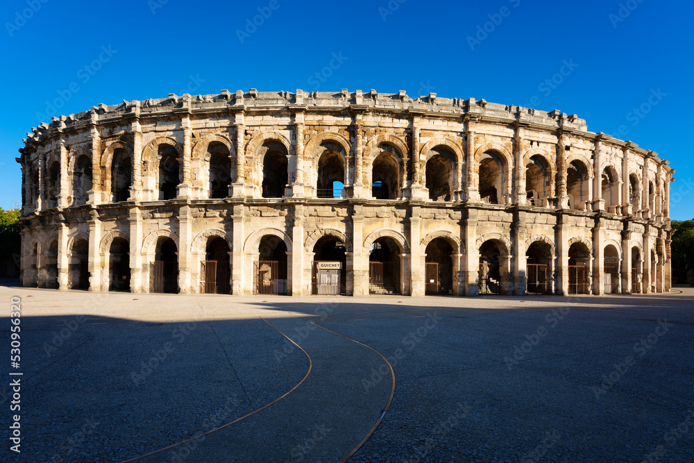 View of famous arena in the morning, Nimes