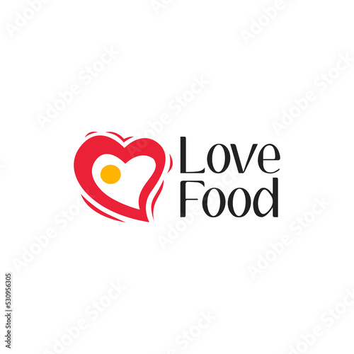 Love Food Logo For Restaurant, Cafe, and Food Lovers With Combination of Fried Egg and Heart