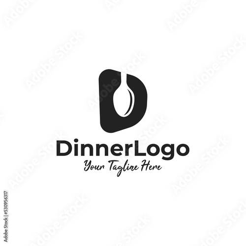 Dinner Logo With Spoon and Letter D