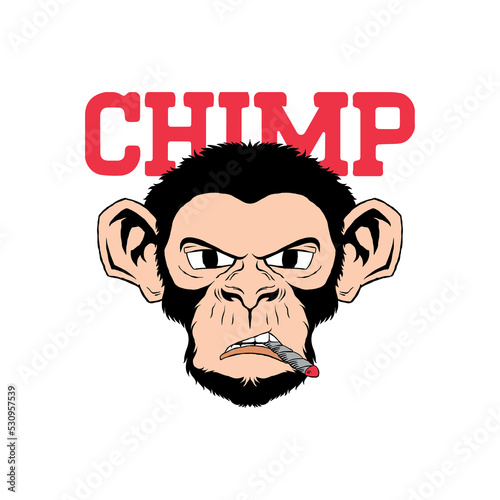 chimp t shirt design- smoking chimpanzee t shirt design