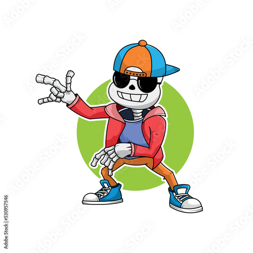 funky skeleton illustration - cartoon skeleton t shirt design