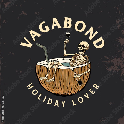 vagabond skeleton - retro skeleton illustration - vintage t shirt design