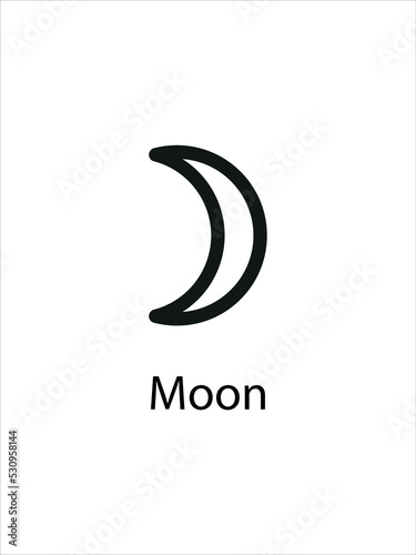 Moon Symbol of Planets. Solar system for astrology, astronomy. Vector illustration.