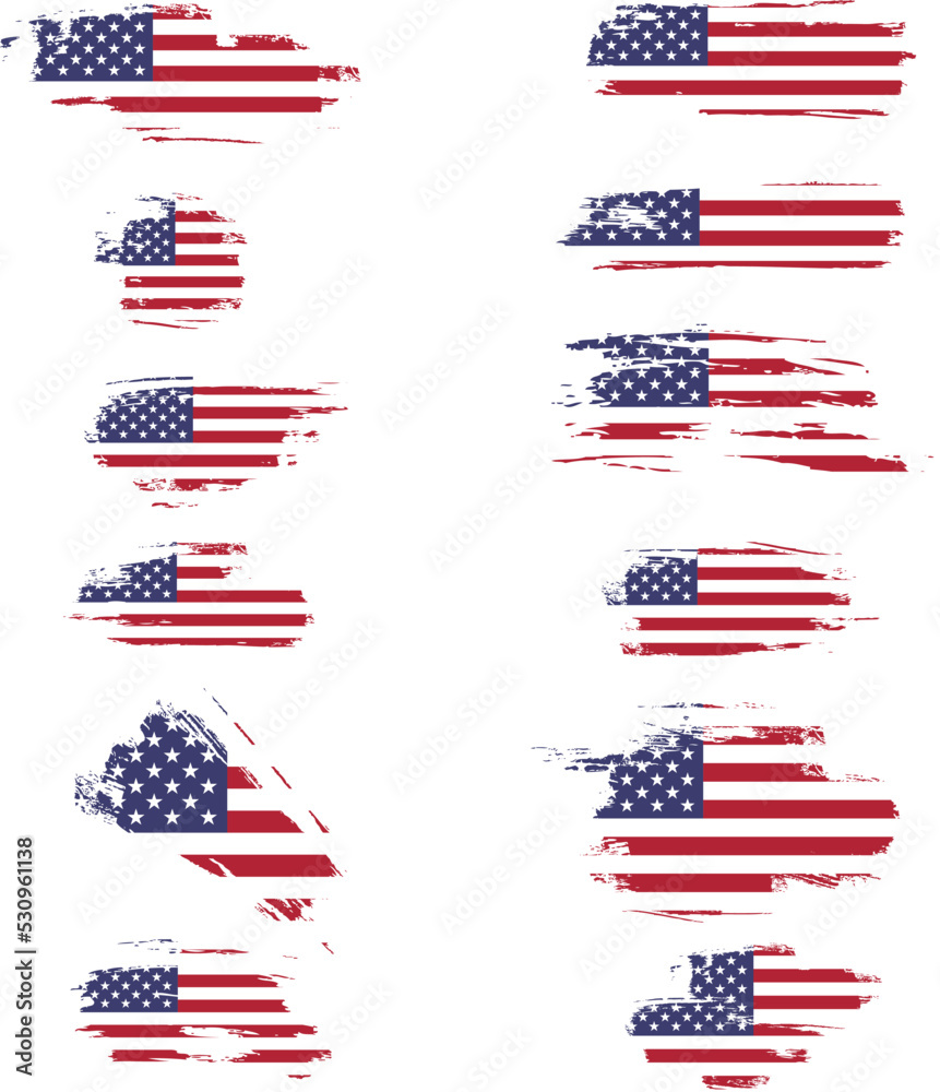 Brushes For Illustrator And Inkscape With The American Flag, Isolated