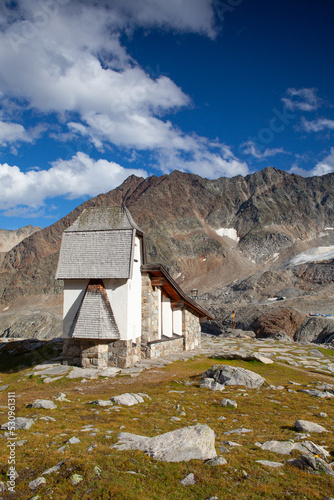 The mountain church close to Tiefenbach glacier, Austria photo