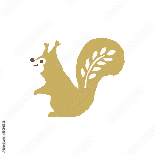 squirrel and wheat,  hand drawn vector flat illustration