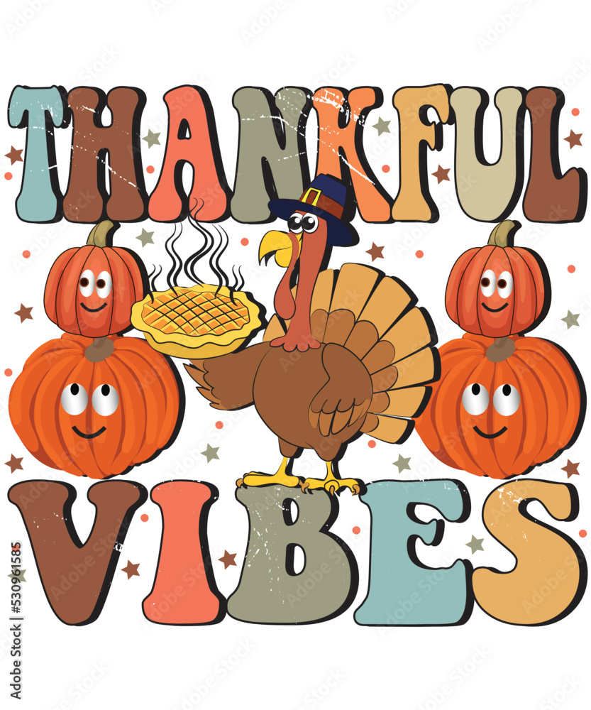 Naklejka premium Thanksgiving groovy style typography t-shirt design, Emoji Thanksgiving design, Kawai t-shirt design