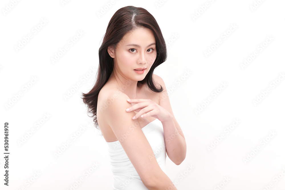 Beautiful young asian woman with clean fresh skin on white background, Face care, Facial treatment, Cosmetology, beauty and spa, Asian women portrait. Beautiful young asian woman with clean fresh skin on white background, Face care, Facial treatment, Cosmetology, beauty and spa, Asian women portrait.