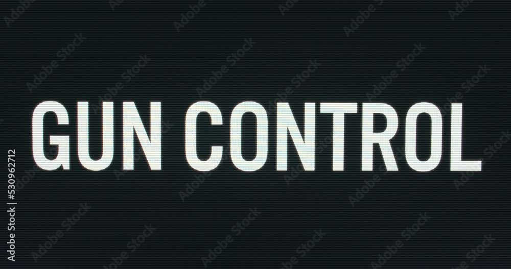 Closeup of Gun Control being Typed onto Vintage Computer Monitor with Blinking Cursor. Digital Words Intro CRT LCD TV Screen Pixels Macro Detail 4K