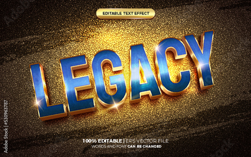blue legacy gold 3d editable text effect