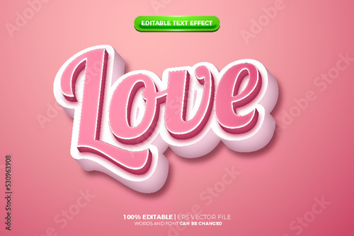 white pink love bold editable text effect