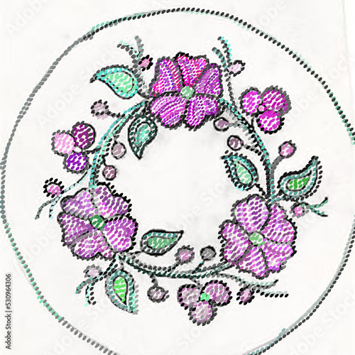 Fototapeta Metis beading traditional nature inspired floral design