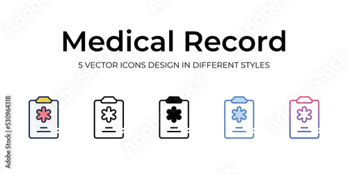 medical record icons set vector illustration. vector stock,