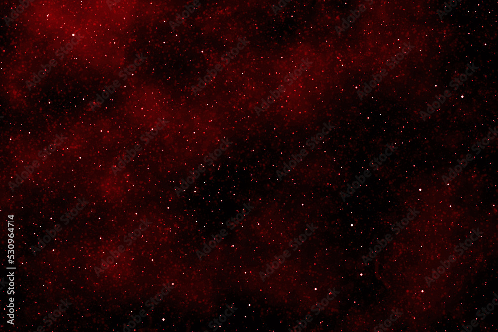 Red galaxy space with stars. Starry night sky background. Glowing stars in space.   Concept of Valentines, Christmas, and New Year and all celebration backgrounds.