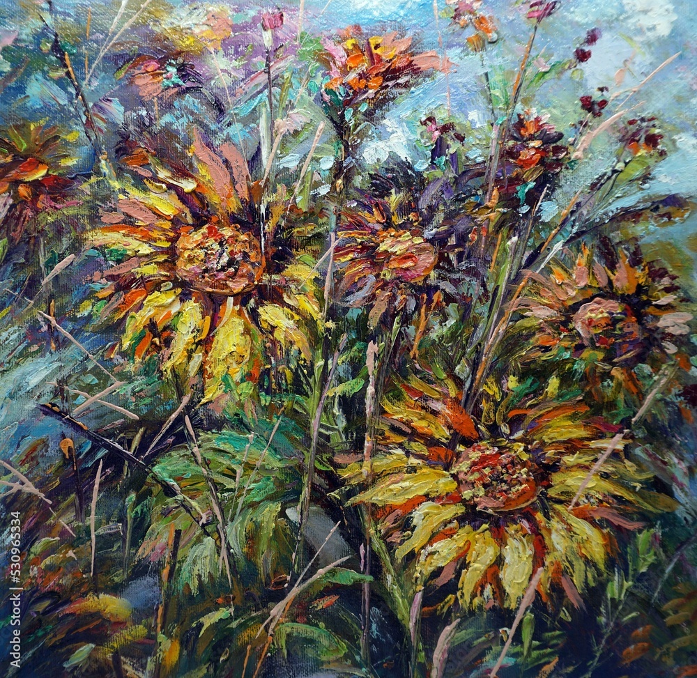  Art oil painting sunflower , abstract   design  , sunflower  