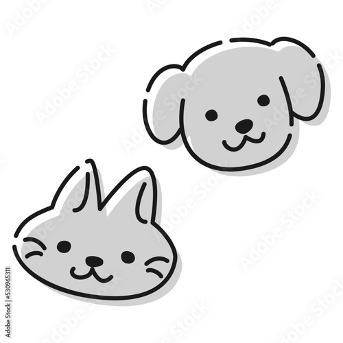 シンプルな犬と猫のイラストセット