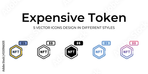 nft expensive token icons set vector illustration. vector stock,