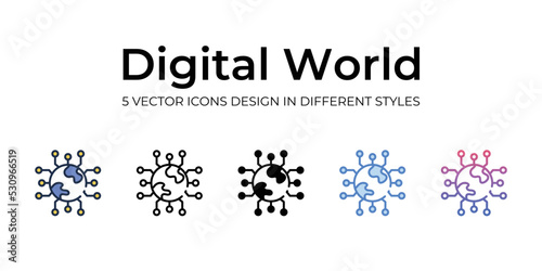 nft digital world icons set vector illustration. vector stock 