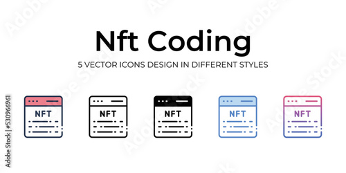nft coding icons set vector illustration. vector stock,