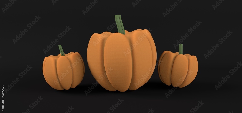orange pumpkins isolated on a black background.