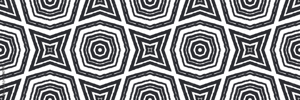 Geometric seamless pattern. Black symmetrical