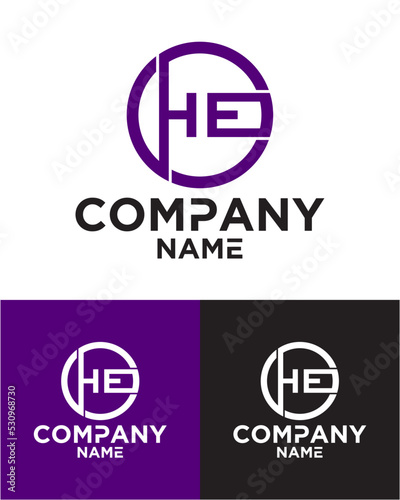 Initial letter h e logo vector design template