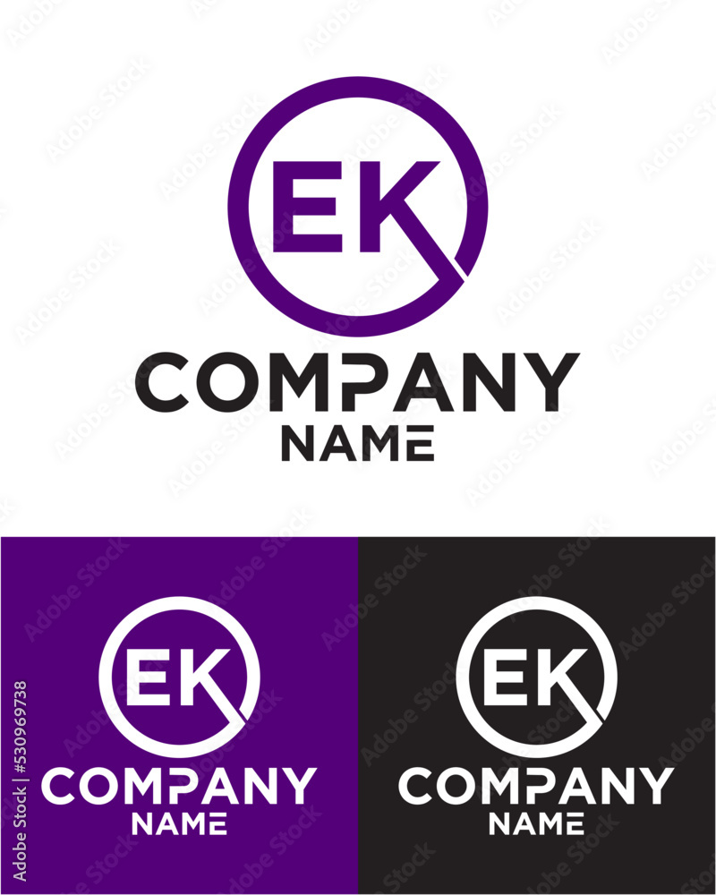 Initial letter e k logo vector design template Initial letter e k logo vector design template
